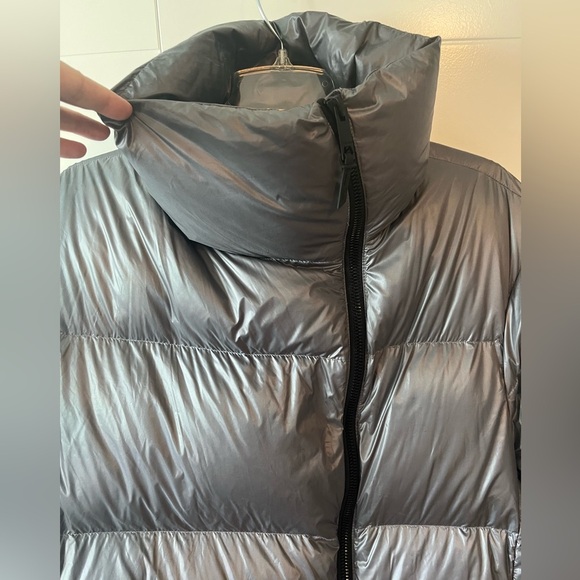 Massimo Dutti Down Puffer Coat in Silver Grey Metallic Size M - Picture 9 of 17